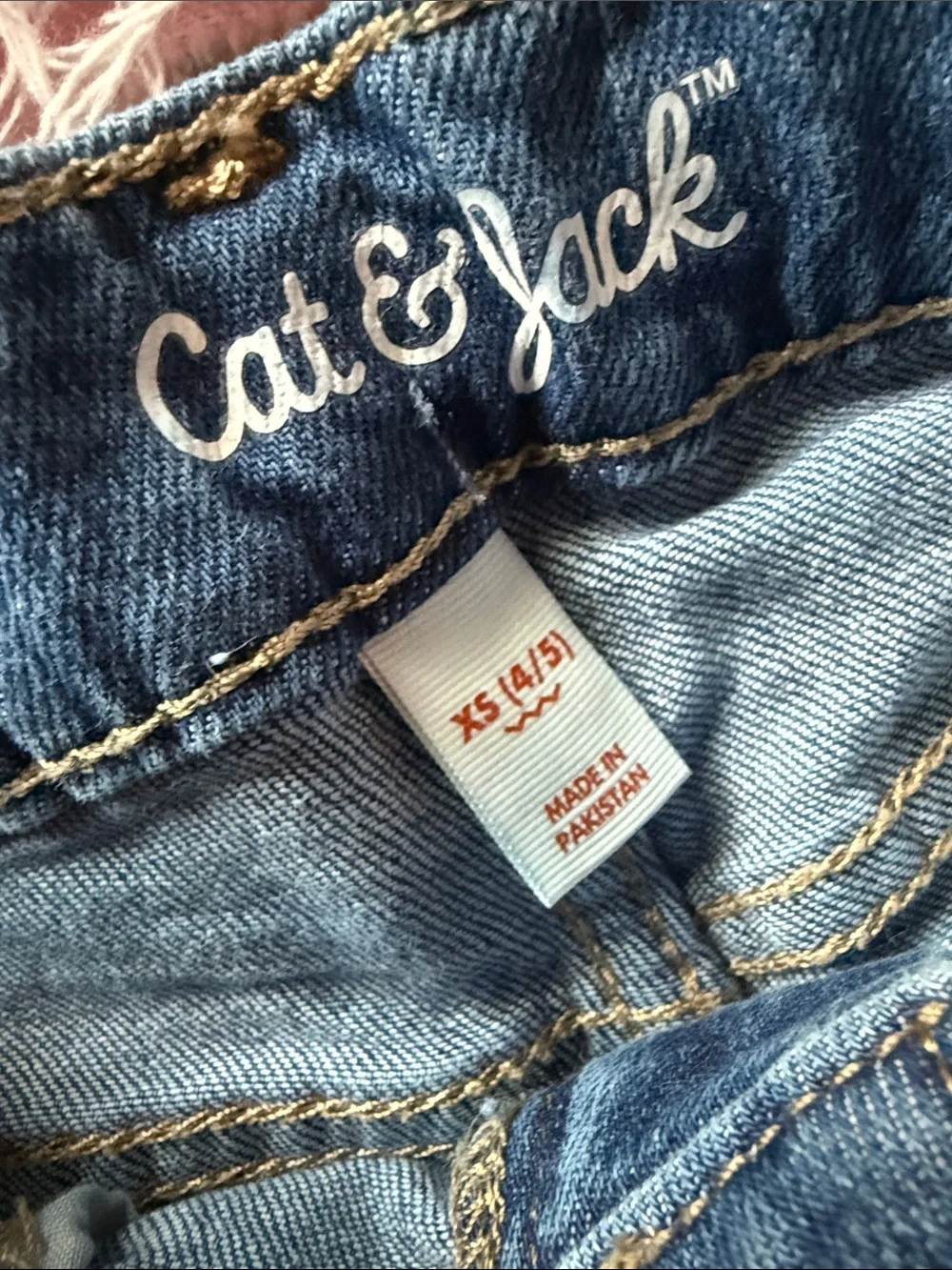 Cat & Jack Pink and Blue Frayed Denim Shorts Set size 4/5